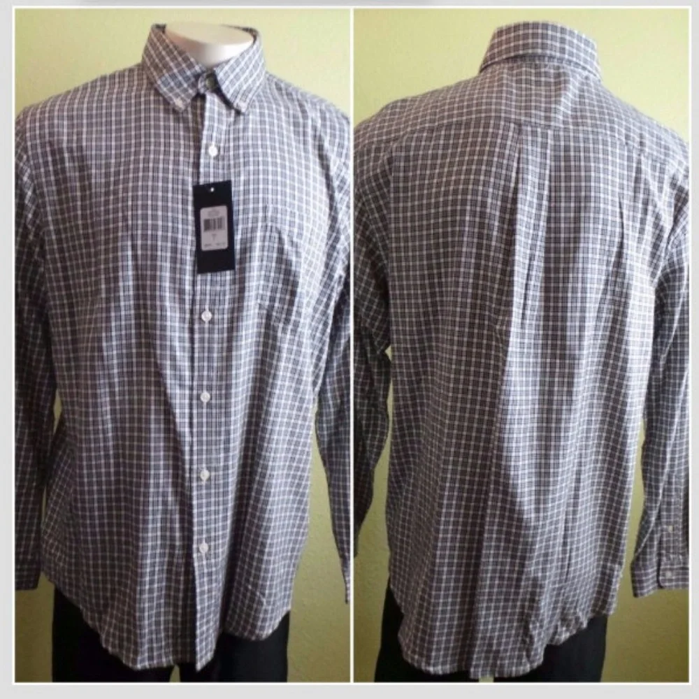 NWT Classic Fit Checked Twill Casual Button down shirt Red Lodge storm grey - Picture 9 of 11